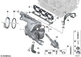 Výfukové turbodmychadlo s mazáním diagram for BMW 2 Series F45 Active Tourer 218i
