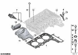 CYLINDER HEAD ATTACHED PARTS diagram for BMW 2 Series F45 Active Tourer LCI 216d