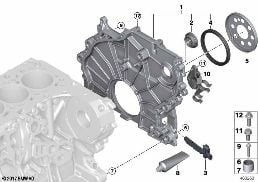 TIMING CASE diagram for BMW X1 F48 LCI 20d