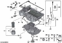 Cárter óleo/filtro óleo/indic.nív. óleo diagram for BMW X7 G07 M50iX