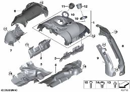 Turbocompr.gases escape proteção térmica diagram for BMW X7 G07 M50iX