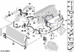 COOLING SYSTEM COOLANT HOSES diagram for BMW 7 Series F01 740i
