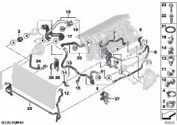 COOLING SYSTEM COOLANT HOSES diagram for BMW 7 Series F01 740i