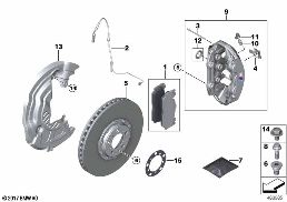 Φρένο μπροστινού τροχού diagram for BMW 3 Series F80 M3 M3