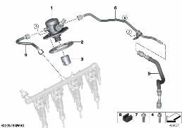 HIGH-PRESSURE PUMP/TUBING diagram for BMW X3 G01 LCI 20i