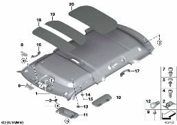 Tavan kaplaması diagram for BMW MINI Clubman F54 One