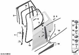 Mascherine e guarnizioni porta post. diagram for BMW X2 F39 25iX