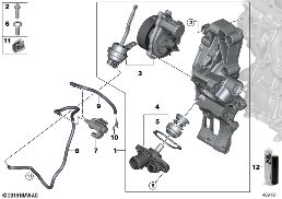 COOLING SYSTEM - COOLANT PUMP/THERMOSTAT diagram for BMW 2 Series F45 Active Tourer LCI 216d