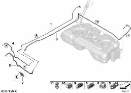 FUEL PIPE AND MOUNTING PARTS diagram for BMW X2 F39 M35iX