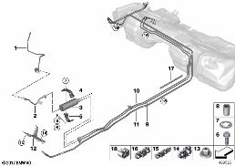 Conduite carburant / filtre à carburant diagram for BMW 3 Series F35 LCI 320Li