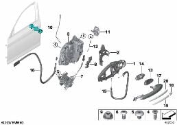 Systém zamykání dveře přední diagram for BMW 5 Series G31 Touring 530d