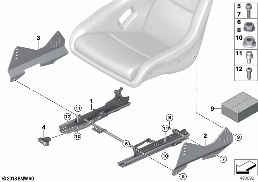 Sedadlo přední vodicí lišta sedadla diagram for BMW 4 Series F82 M4 M4 GTS