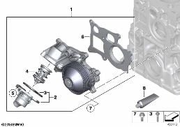 COOLING SYSTEM - COOLANT PUMP/THERMOSTAT diagram for BMW 3 Series F30 LCI 320d ed