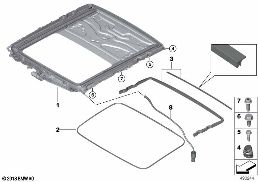 Рама люка с подъемно-сдвижной крышкой diagram for BMW 5 Series G38 LCI 535Le