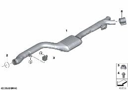 Katalyzátor/přední tlumič výfuku diagram for BMW X5 G05 30dX