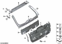 Výplň zadní výklopné dveře diagram for BMW 5 Series G31 Touring 530d