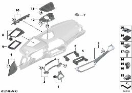 Piezas adosadas tablero instrum. arriba diagram for BMW 4 Series G23 Convertible M440iX