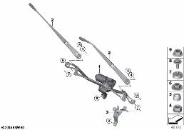 Pieces p installation essuie-glace diagram for BMW Rolls-Royce Cullinan RR31 Cullinan