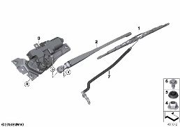 Composants d'essuie-glace de lunette ar diagram for BMW Rolls-Royce Cullinan RR31 Cullinan
