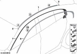 ROOF MOULDING/ROOF RAIL diagram for BMW 6 Series F06 Gran Coupé 650i
