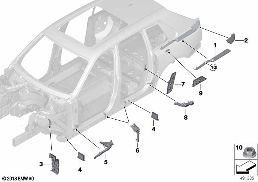 Matériau insonoris. de cavité/cadre lat. diagram for BMW Rolls-Royce Cullinan RR31 Cullinan