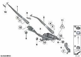 SINGLE WIPER PARTS diagram for BMW 7 Series F01 LCI 740dX