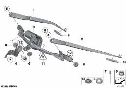 Eléments install.d'essuie-glace (DD) diagram for BMW 5 Series F10 LCI 528i