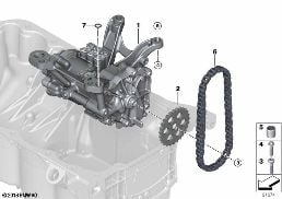 LUBRICATION SYSTEM/OIL PUMP WITH DRIVE diagram for BMW X3 G01 LCI 30i