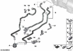 COOLANT HOSES AUTOMATIC CLIMATE CONTROL diagram for BMW 5 Series G30 LCI 520i