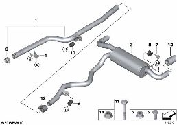 EXHAUST SYSTEM, REAR diagram for BMW 3 Series G20 Sedan LCI 320d