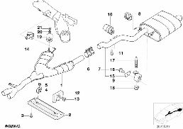EXHAUST SYSTEM, REAR diagram for BMW 5 Series E39 523i