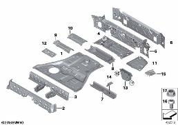 MOUNTING PARTS FOR TRUNK FLOOR PANEL diagram for BMW X6 M F96 X6 M