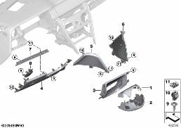 Instrumentenpaneel onderste gedeelte diagram for BMW Rolls-Royce Cullinan RR31 Cullinan