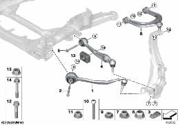Балка пер.моста, попер.рычаг подв./тяга diagram for BMW X5 G05 30iX