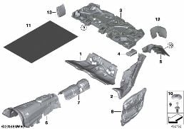 Insonorizacion trasera diagram for BMW 5 Series F10 LCI 530d