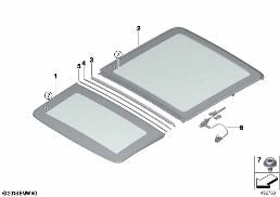 Panoramadach Glasdeckel diagram for BMW X5 M F95 X5 M