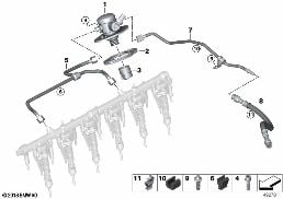 HIGH-PRESSURE PUMP/TUBING diagram for BMW 4 Series G26 Gran Coupé M440i