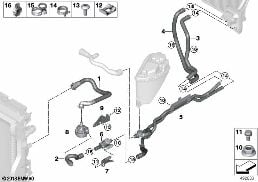 Tuyaux d'eau de refroidissement diagram for BMW Rolls-Royce Cullinan RR31 Cullinan