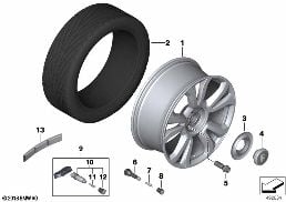 Roue en alliage léger style 713 diagram for BMW Rolls-Royce Cullinan RR31 Cullinan