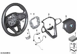 AIRBAG SPORTS STEERING WHEEL MULTIFUNCT. diagram for BMW 5 Series G30 LCI 520dX