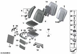 Estofo banco tras.e revest.banco conf. diagram for BMW Rolls-Royce Cullinan RR31 Cullinan
