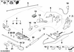 FOLDING TOP MOUNTING PARTS diagram for BMW 6 Series E64 LCI 630i