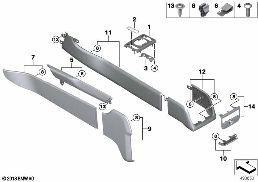 Aanbouwdelen middenconsole diagram for BMW Rolls-Royce Cullinan RR31 Cullinan
