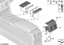 Sierafdekkingen middenconsole diagram for BMW Rolls-Royce Cullinan RR31 Cullinan