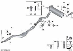 Система выпуска ОГ Зд diagram for BMW 3 Series G20 Cедан LCI 330iX