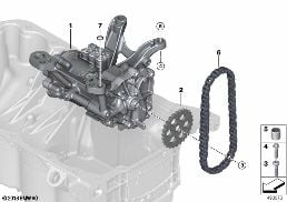 LUBRICATION SYSTEM/OIL PUMP WITH DRIVE diagram for BMW 2 Series F46 Gran Tourer 218i