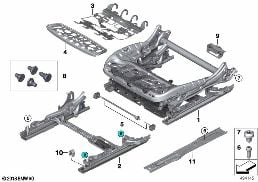 Estrutura do assento do banco dianteiro diagram for BMW Rolls-Royce Cullinan RR31 Cullinan