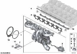 Turbocompresor de gases de escape diagram for BMW 7 Series G12 740LiX