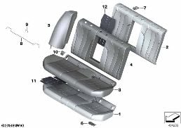 SEAT REAR, UPHOLSTERY & COVER BASE SEAT diagram for BMW 5 Series G30 530e