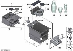 Opbergvak middenconsole achterin diagram for BMW Rolls-Royce Cullinan RR31 Cullinan